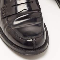 Pre Owned Tod's Black Leather Penny Slip On Loafers Size 35.5