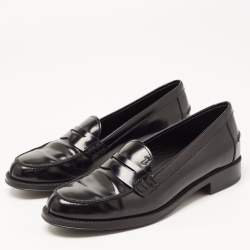 Pre Owned Tod's Black Leather Penny Slip On Loafers Size 35.5