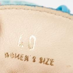 مملوكة مسبقًا Tod's Blue Python Bow Slip On Loafers Size 40