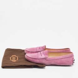 Pre Owned Tod's Purple Suede Gommino Loafers Size 39