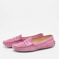 Pre Owned Tod's Purple Suede Gommino Loafers Size 39