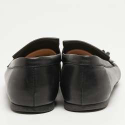 Pre Owned Tod's Black Leather Fringe Slip On Loafers Size 39