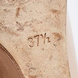 Pre Owned Tod's Pink Leather Peep Toe Wedge Pumps Size 37.5