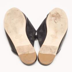 Pre Owned Tod's Black Studded Leather Double T Buckle Flat Mules Size 40 