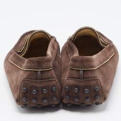 Pre Owned Tod's Brown Suede Beaded Penny Loafers Size 40