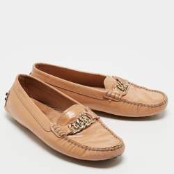 Tod's Beige Patent Slip On Loafers Size 34.5