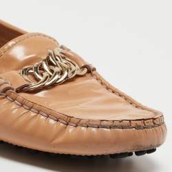 Tod's Beige Patent Slip On Loafers Size 34.5