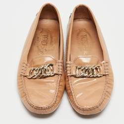 Tod's Beige Patent Slip On Loafers Size 34.5