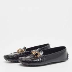 Tod's Black Patent Leather Crystal Embellished Loafers Size 36.5