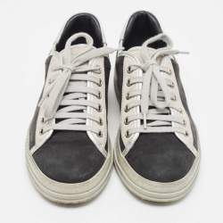 Tod's Black/Grey Nubuck Leather Low Top Sneakers Size 35