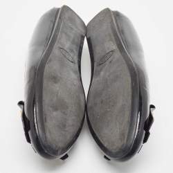 Pre Owned Tod's Black Patent Leather Fringe Loafers Size 37.5