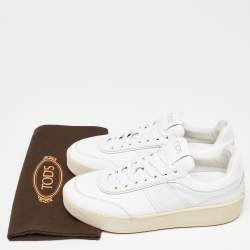 Pre Owned Tod's White Leather Lace Up Sneakers Size 39