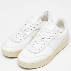 Pre Owned Tod's White Leather Lace Up Sneakers Size 39