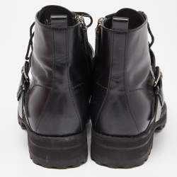 Pre Owned Tod's Black Leather Buckle Combat Boots Size 39