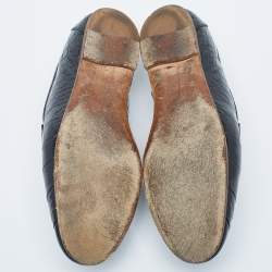 Pre Owned Tod's Black Croc Embossed Leather Gommino Double T Buckle Driver Loafers Size 37