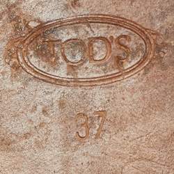 Pre Owned Tod's Black Croc Embossed Leather Gommino Double T Buckle Driver Loafers Size 37