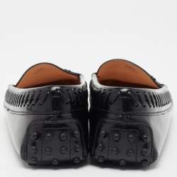 مملوكة مسبقًا Tod's Black Leather Whip Stitch Detail Penny Loafers Size 38.5