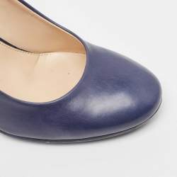 Pre Owned Tod's Navy Blue Leather Pumps Size 38.5 