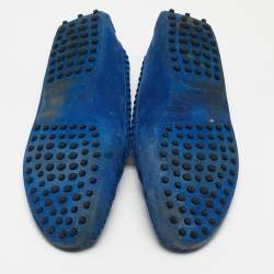 Pre Owned Tod's Blue Suede Gommino Loafers Size 39.5