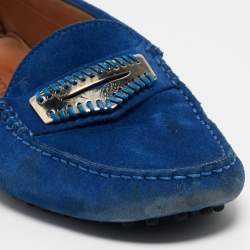 Pre Owned Tod's Blue Suede Gommino Loafers Size 39.5
