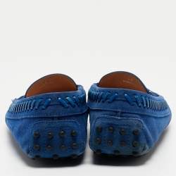 Pre Owned Tod's Blue Suede Gommino Loafers Size 39.5