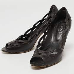 Tod's Black Leather Cut Out Pointed Toe Pumps Size 36