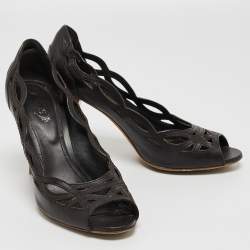 Tod's Black Leather Cut Out Pointed Toe Pumps Size 36