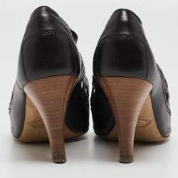 Tod's Black Leather Cut Out Pointed Toe Pumps Size 36