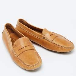 Pre Owned Tod's Brown Leather Slip On Loafers Size 41