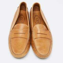 Pre Owned Tod's Brown Leather Slip On Loafers Size 41