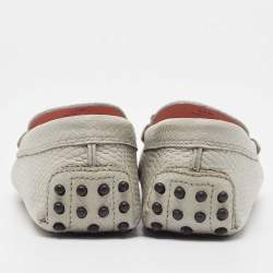 Pre Owned Tod's Grey Lizard Embossed Leather Loafers Size 35.5