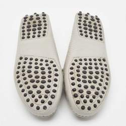 Pre Owned Tod's Grey Lizard Embossed Leather Loafers Size 35.5