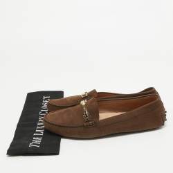 Pre Owned Tod's Brown Suede Gommino Loafers Size 39