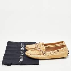Tod's Beige Watersnake Leather Penny Slip On Loafers Size 36.5