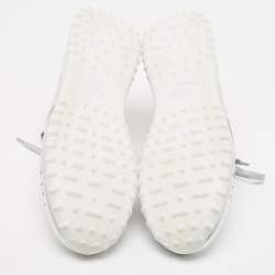 Pre Owned Tod's Silver Leather Drilled Low Top Sneakers Size 39.5