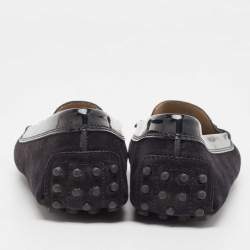 Tod's Black Suede and Patent Leather Loafers Size 36.5