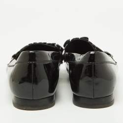 Pre Owned Tod's Black Patent Leather Laser Cut Fringe Loafers Size 38.5