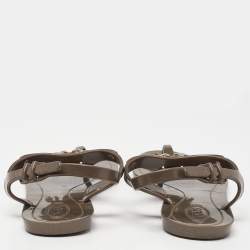 Pre Owned Tod's Light Brown Rubber Tassel Bow Thong Flat Sandals Size 38
