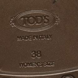 Pre Owned Tod's Light Brown Rubber Tassel Bow Thong Flat Sandals Size 38