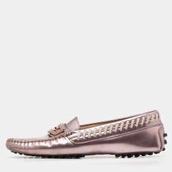 Tod's Pink Patent Leather Gommino Slip On Loafers Size 36