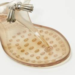 Tod's Transparent Rubber Tassel Bow Flat Thong Sandals Size 40
