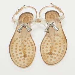 Tod's Transparent Rubber Tassel Bow Flat Thong Sandals Size 40