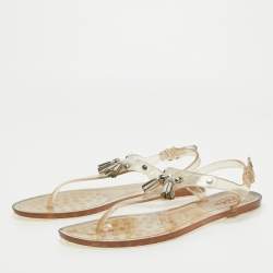 Tod's Transparent Rubber Tassel Bow Flat Thong Sandals Size 40