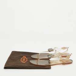 Tod's Transparent Rubber Tassel Bow Flat Thong Sandals Size 40