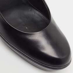 Pre Owned Tod's Black Leather Platform Ankle Strap Pumps Size 40