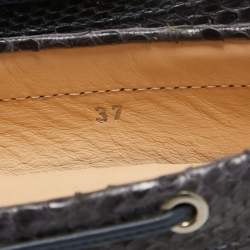 مملوكة مسبقًا Tod's Black Python Leather Bow Slip On Loafers Size 37