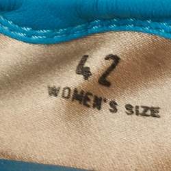 Pre Owned Tod's Blue Textured Suede Scrunch Ballet Flats Size 42