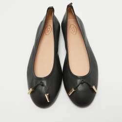 Pre Owned Tod's Black Leather Studded Ballet Flats Size 42