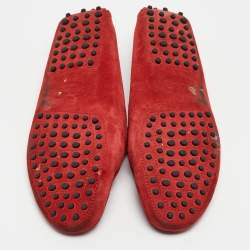 Pre Owned Tod's Red Suede Penny Loafers Size 39.5