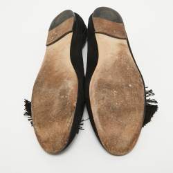 Pre Owned Tod's Black Suede Bow Ballet Flats Size 39